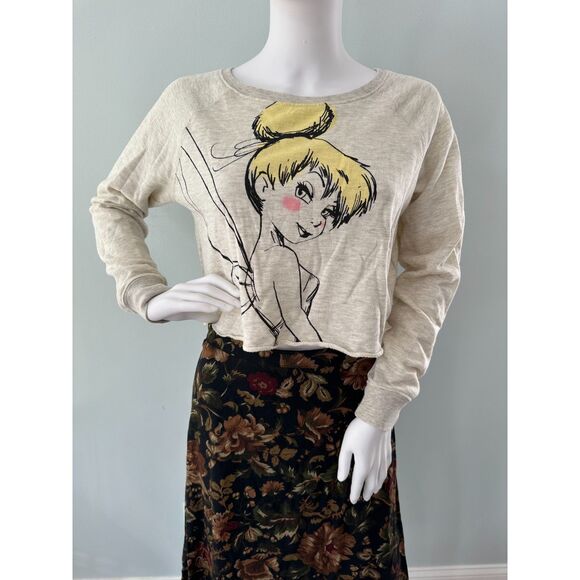 Disney Tinker Bell Crop Top Sweatshirt Long Sleeve Shirt Tinkerbell size M - Picture 2 of 6